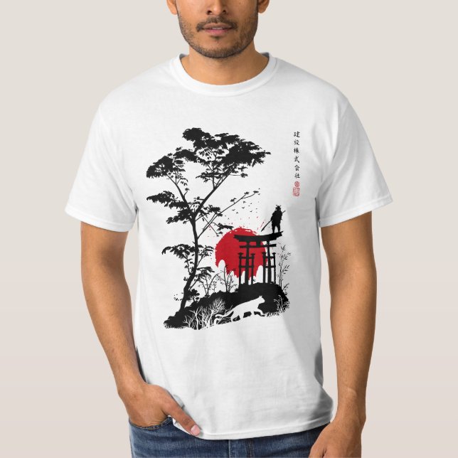 Samurai sobre torii T-Shirt (Vorderseite)
