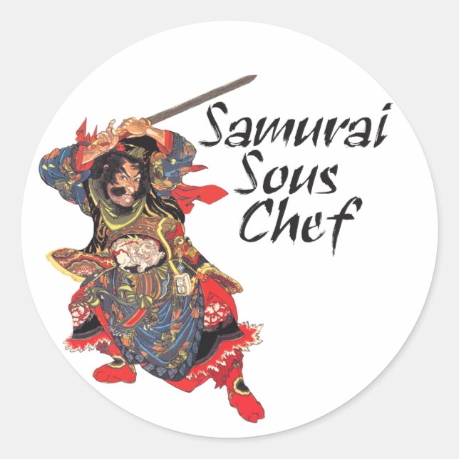 Samurai Sous Koch Runder Aufkleber (Vorderseite)