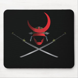 Samurai-Sturzhelm und Schwerter Mousepad