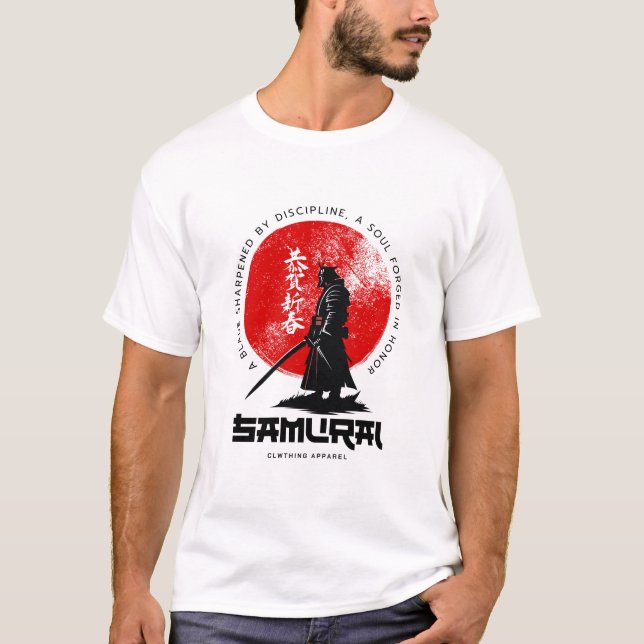 Samurai Sunrise - Kühne Kriegerkunst mit japanisch T-Shirt (Vorderseite)