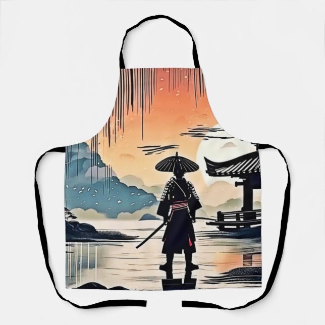 Samurai Sunset: Reflektive Reise Schürze (Vorderseite)