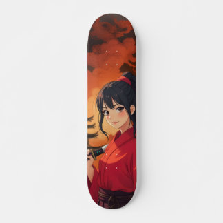 Samurai-Tempel in Flammen Anime Japanisch Skateboard