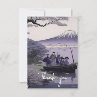 Samurai Thank You Card Mount Fuji Japanese Art Dankeskarte