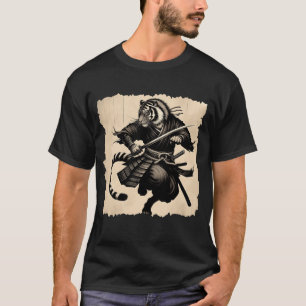 Samurai Tiger Warrior Vintag Japanischer Charakter T-Shirt