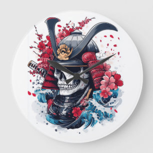 Samurai-Totenkopf-Krieger Große Wanduhr