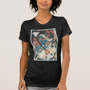 Samurai tötet einen Dämon, alte japanische Maler T-Shirt