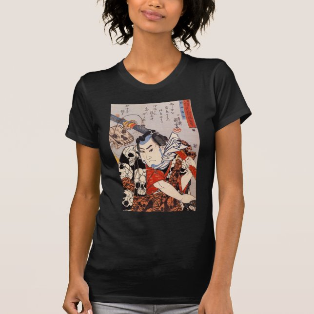 Samurai Tragen eines Schädelmusters T-Shirt (Vorderseite)