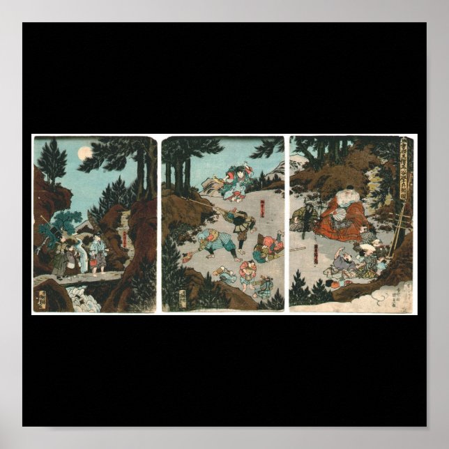 Samurai-Training mit Tengu, Circa 1859 Poster (Vorne)