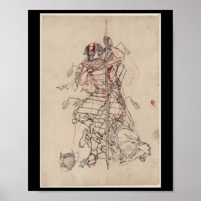 Samurai trinken Sake um 1800 Poster (Vorne)