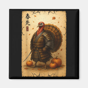Samurai Truthahn Erntedankfest japanischer Krieger Magnet