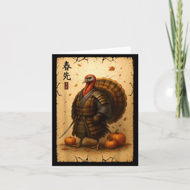 Samurai Turkey Thanksgiving Japanese Warrior Anime Karte (Vorderseite)