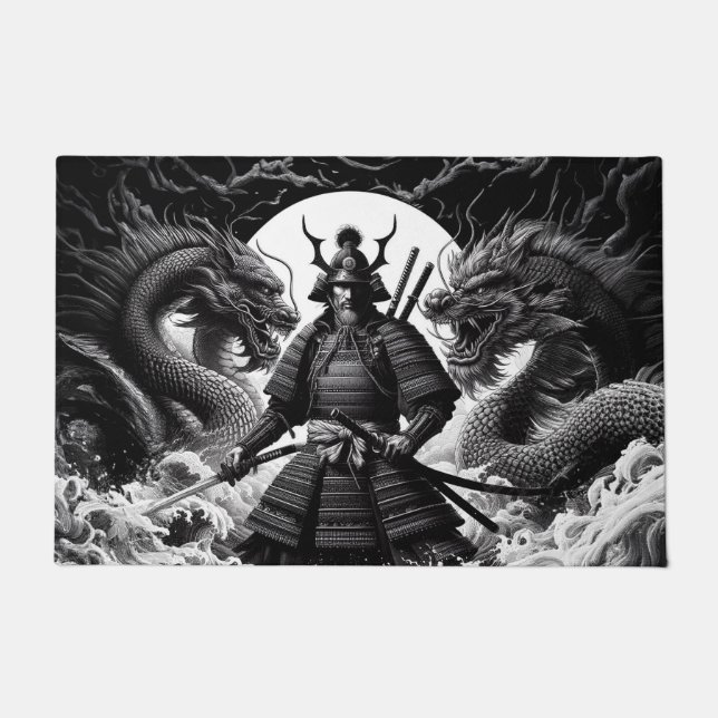 Samurai und Drachen Fußmatte (Vorderseite)