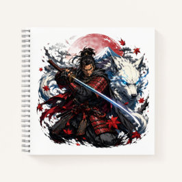 Samurai und White Wolf Tasse | Japanischer Krieger Notizbuch