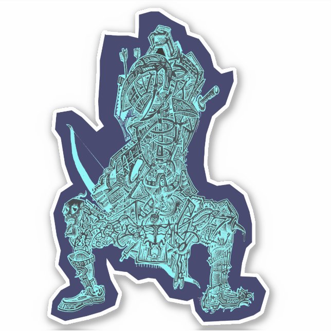 Samurai, von Brian Benson, Vinylaufkleber Aufkleber (Vorderseite)