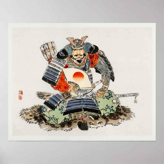 Samurai von Kōno Bairei (1844-1895) Poster (Vorne)
