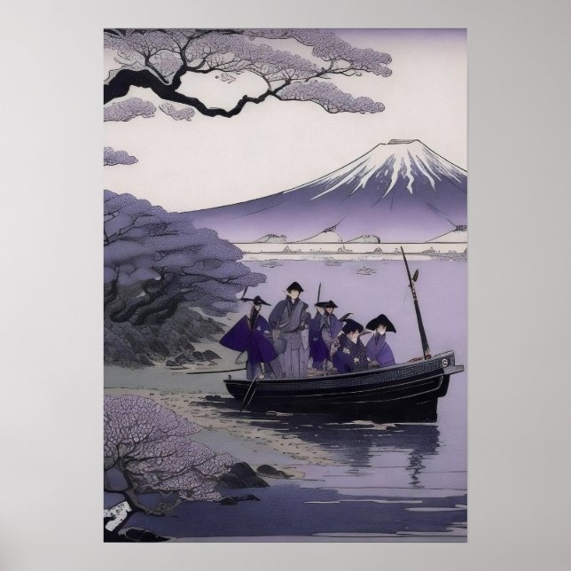 Samurai Wall Art Mount Fuji Japanese Poster (Vorne)