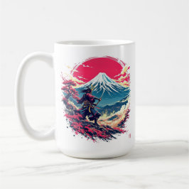 Samurai Warrior at Mount Fuji Japanese Art  Kaffeetasse