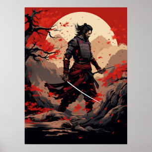 Samurai Warrior bei Sunset Poster
