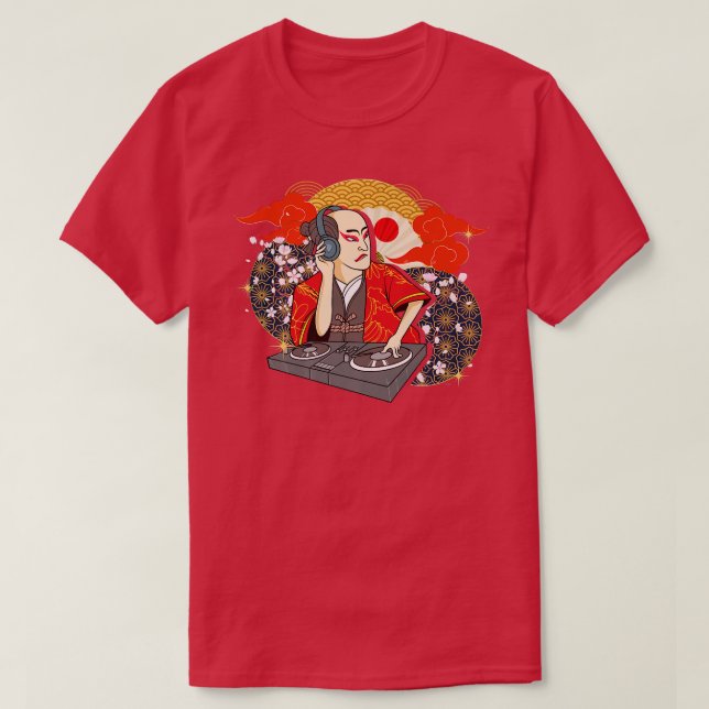 Samurai Warrior Bushido Code Japanischer DJ Swords T-Shirt (Design vorne)