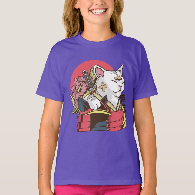 Samurai Warrior Cat T-Shirt (Vorderseite)