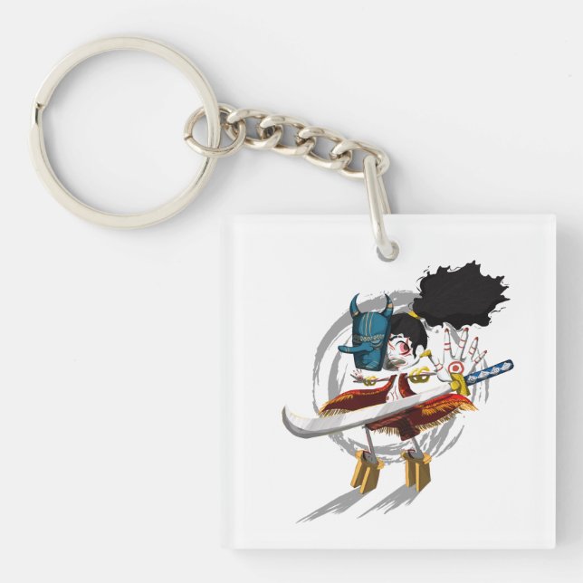 Samurai Warrior Chibi Demon Mask Schlüsselanhänger (Vorderseite)