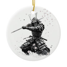 Samurai Warrior in Action Japanese Art Ceramic