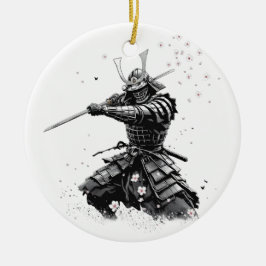Samurai Warrior in Action Japanese Art Ceramic  Keramik Ornament