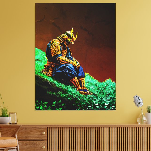 Samurai Warrior in Golden Armor - Episch Japanisch Leinwanddruck (Insitu (Wohnzimmer))