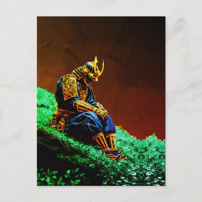Samurai Warrior in Golden Armor - Episch Japanisch Postkarte (Vorderseite)