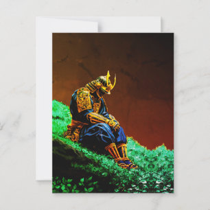 Samurai Warrior in Golden Armor - Episch Japanisch Postkarte