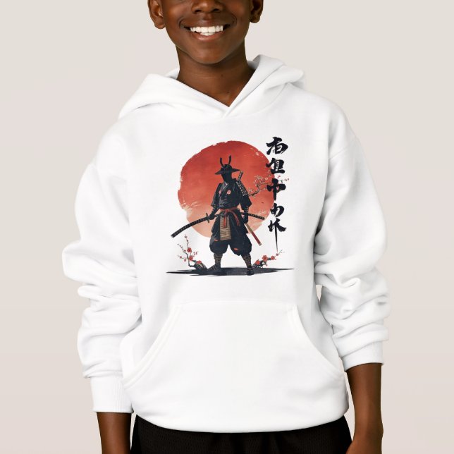 Samurai Warrior Japanisch Sunset Ästhetik Hoodie (Vorderseite)