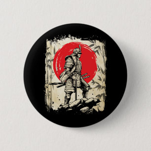 Samurai Warrior Japanischer Hero Japan Schwertsmän Button