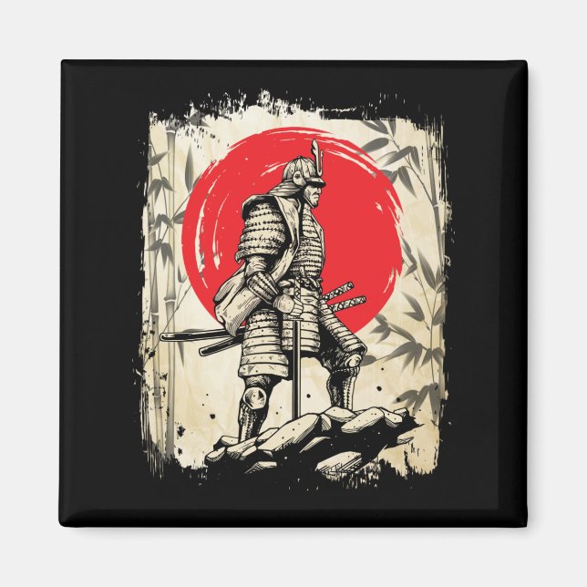 Samurai Warrior Japanischer Hero Japan Schwertsmän Magnet (Vorne)