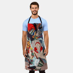Samurai Warrior Kämpfe auf einem Pferd, Yoshitoshi Schürze