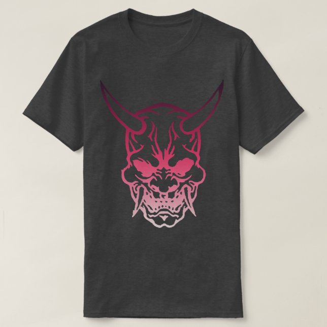 Samurai Warrior Mask, Hannya Oni Maske Japan Anime T-Shirt (Design vorne)