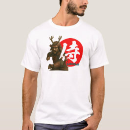 Samurai Warrior mit aufstrebender Sonne und Kanji T-Shirt