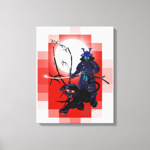 Samurai Warrior mit schwarzem Panther! Leinwanddruck
