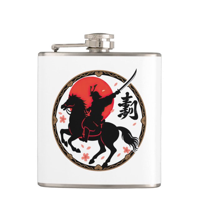 Samurai Warrior Rising Sun Flask Flachmann (Vorderseite)