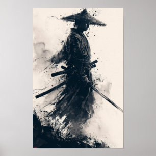 Samurai Warrior Stehend in Scene Poster