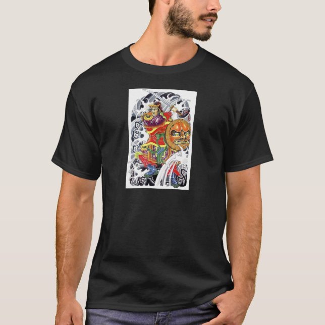 Samurai Warrior Tattoo Design T-Shirt (Vorderseite)