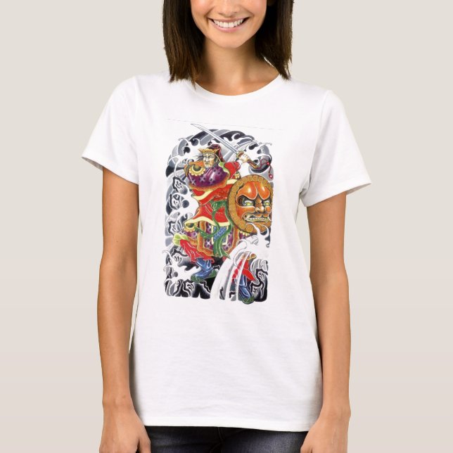 Samurai Warrior Tattoo Design T-Shirt (Vorderseite)