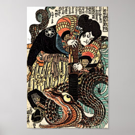 Samurai Warrior tötet Serpent Poster