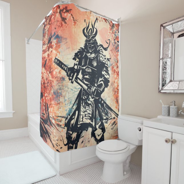Samurai Warrior; Traditionelle japanische Kunst Duschvorhang (Beispiel)