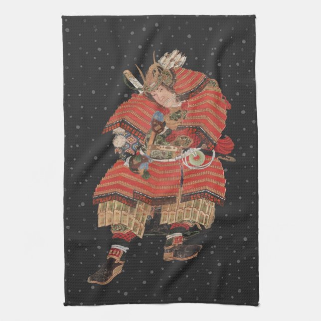 Samurai Warrior Vintage Japanische Kunst Geschirrtuch (Vertikal)