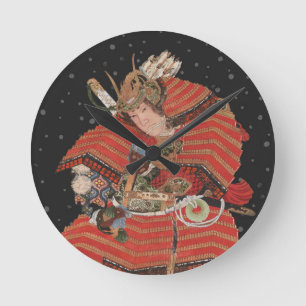 Samurai Warrior Vintage japanische Kunst Runde Wanduhr