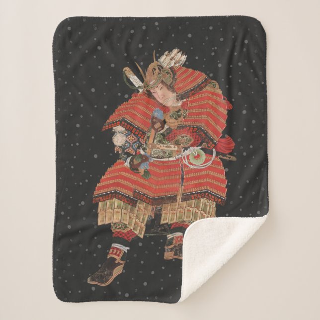 Samurai Warrior Vintage Japanische Kunst Sherpadecke (Vorderseite)