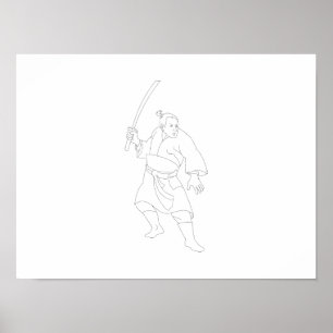 Samurai Warrior With Katana Sword Poster
