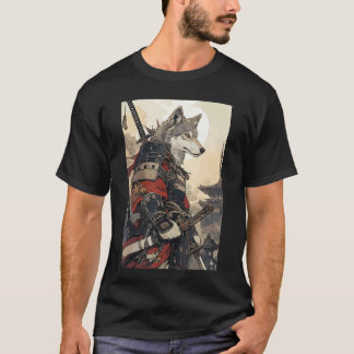 Samurai Wolf s für Frauen Männer Vintage Japanisch T-Shirt