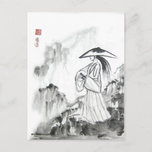 Samurai Zeichnend Schwert-Postkarte Postkarte