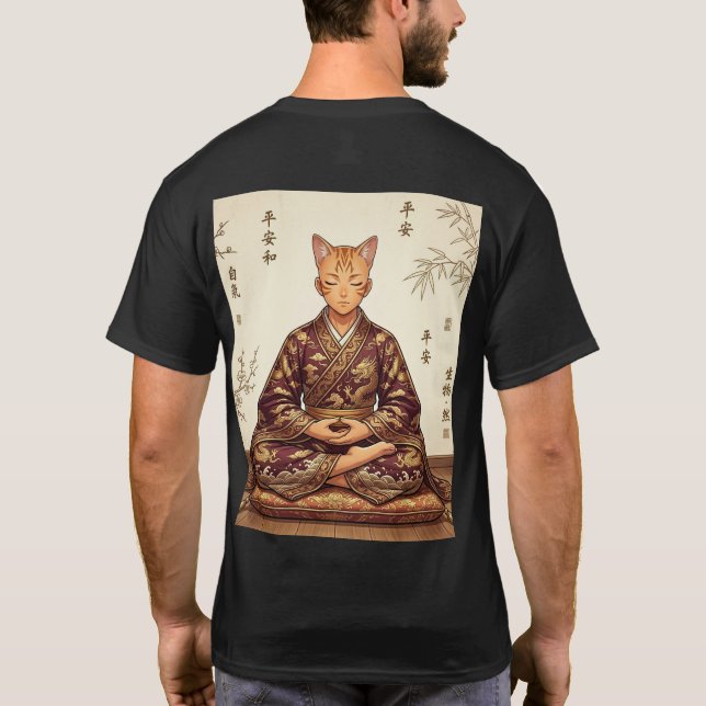 Samurai & Zen Orange Cat - Double sided T-Shirt (Rückseite)